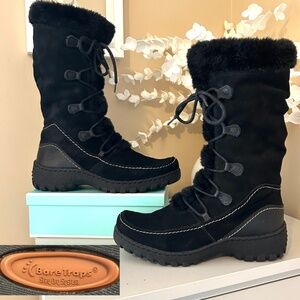 Bare Traps Baylee Stay Dry System Black Suede Lined Tall Boots Women’s Size 8.5